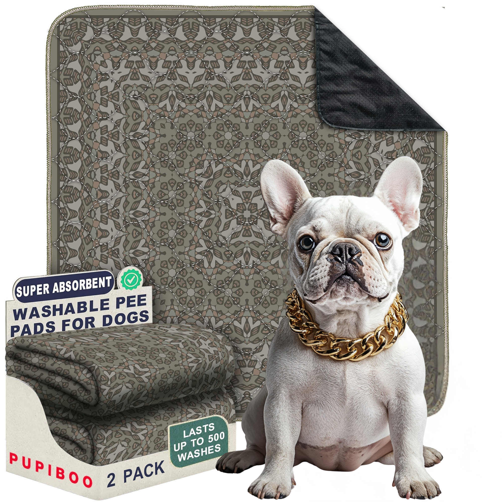 Olive Medallion Washable Pee Pads